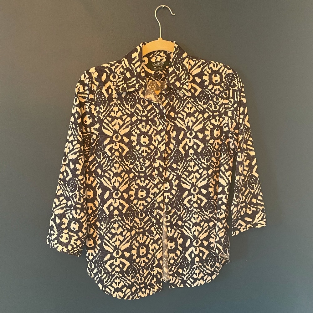 Blue and white print Ralph Laurent shirt